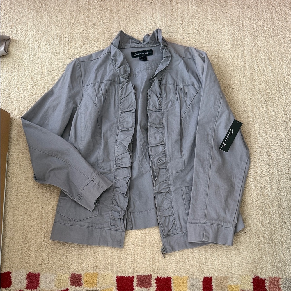 Gray Ruffled Blazer